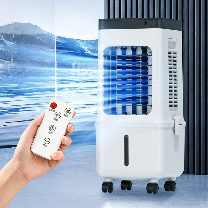 Stille mobiele luchtkoeler WC2026 voor verkoeling, energiezuinig en draagbaar voor een comfortabel binnenklimaat.