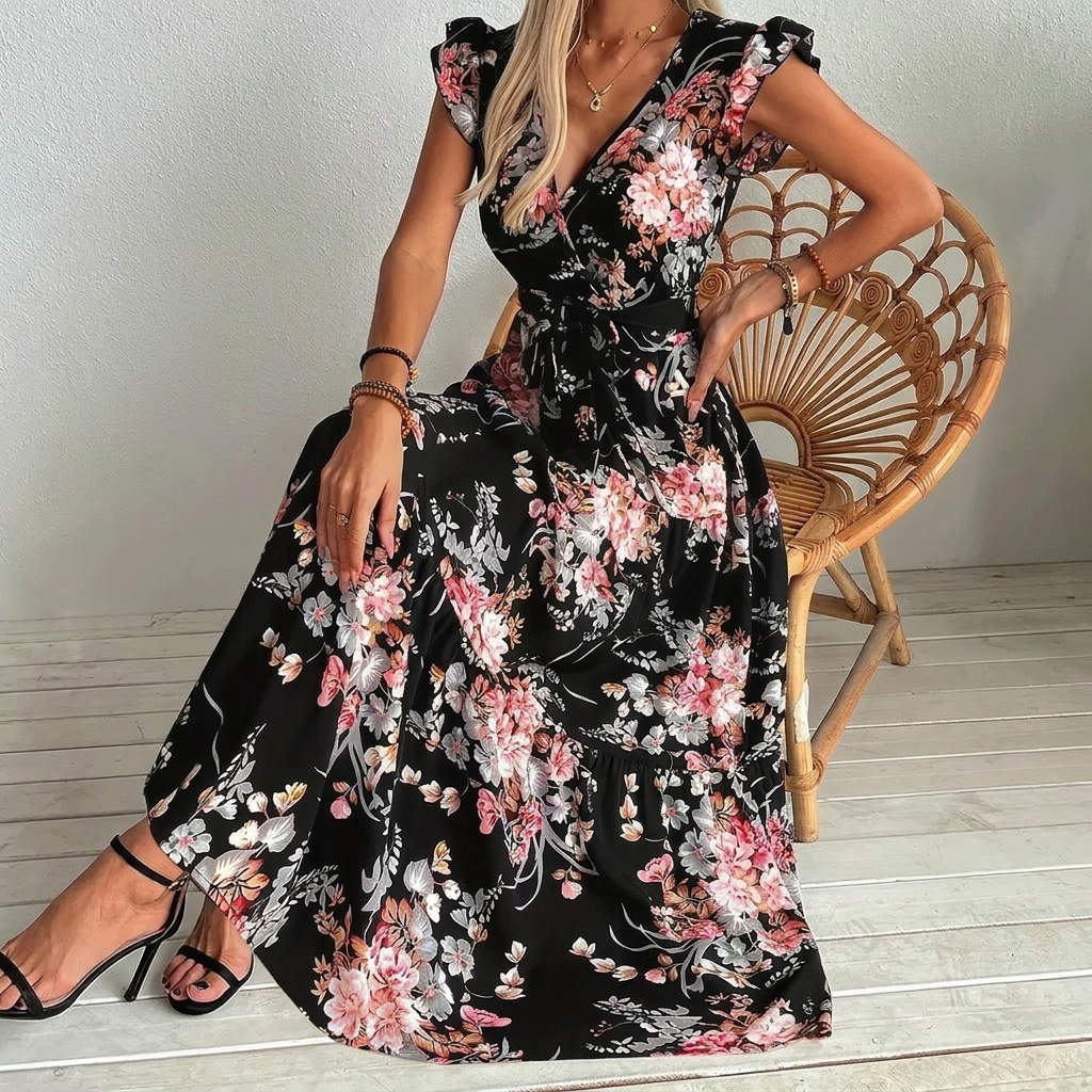 Veelzijdige damesjurk, elegant en comfortabel, perfect als zwarte zomerjurk of lentejurk voor elke gelegenheid.