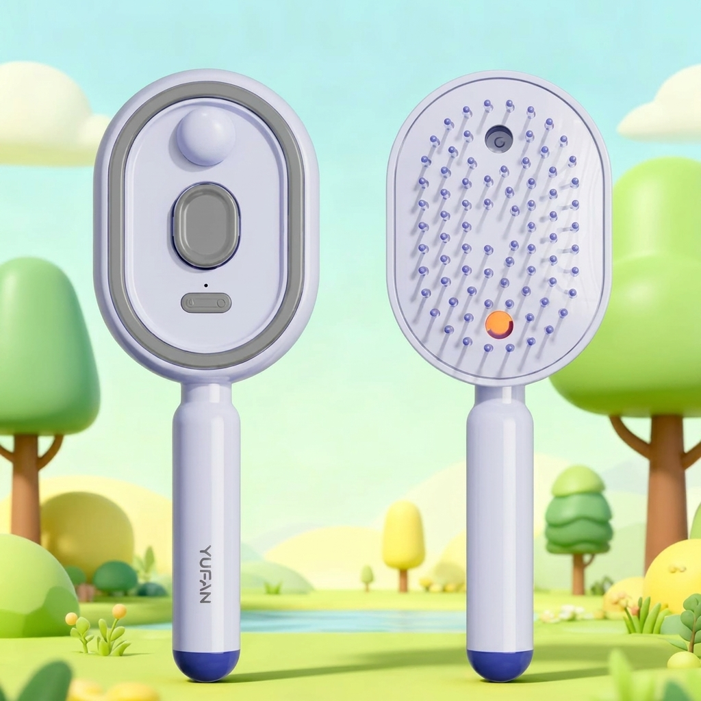 Oplaadbare smart haarborstel met elektrische hoofdhuidmassage en haarolie spray voor optimale haarverzorging.