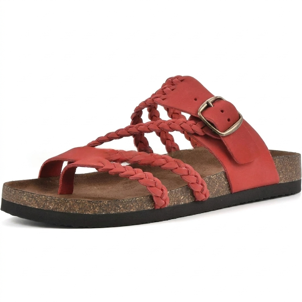 Elegante dames platte sandalen met verfijnde geweven bandjes, perfect voor dagelijks comfort.