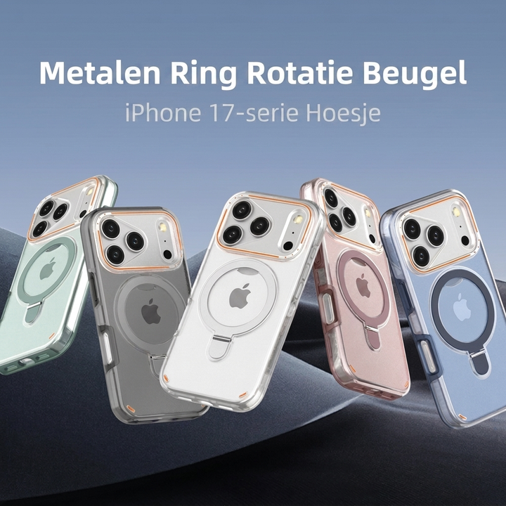 Robuuste TPU hybride hoes met magnetische achterkant en roterende standaard voor optimale kijkervaring.