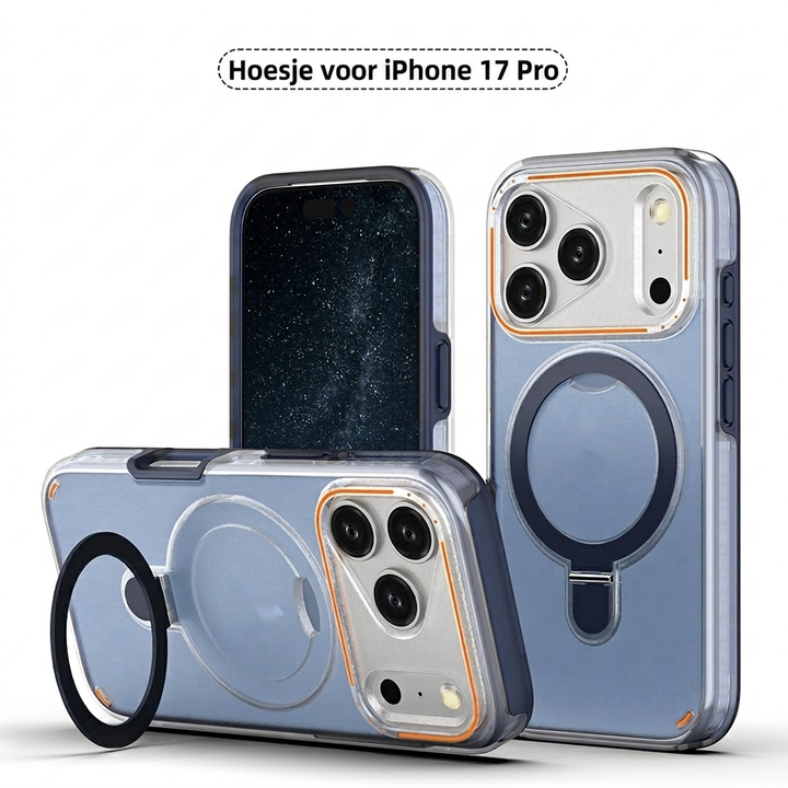 Premium telefoonaccessoire: een universele smartphonehoes met ingebouwde magneet en draaibare standaard.