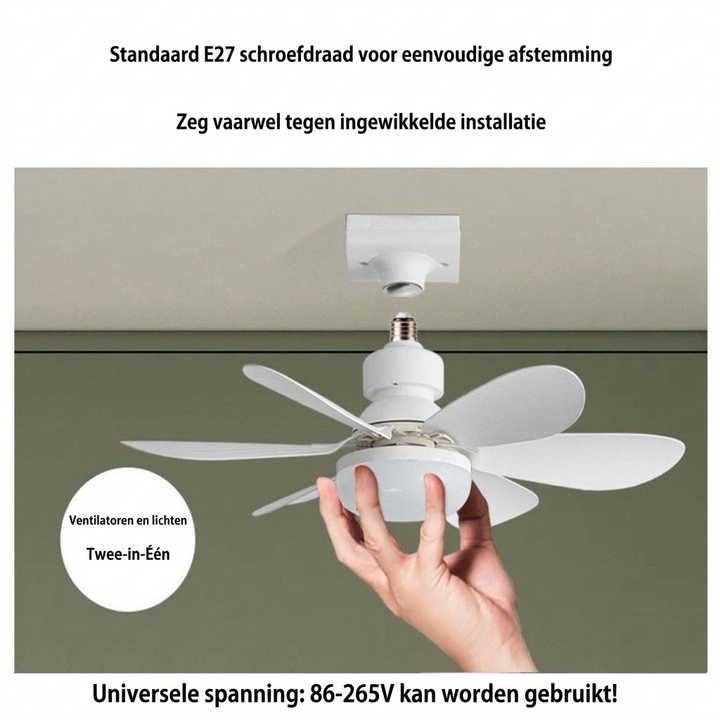 Moderne E27 LED plafondventilatorlamp voor de woonkamer, met dimbaar licht, ventilator en handige afstandsbediening.