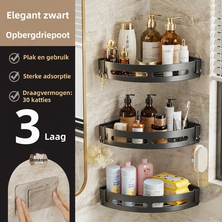 Kunststof doucheplank met krachtige zuignappen. Ruimtebesparend opbergsysteem voor al uw douchebenodigdheden.