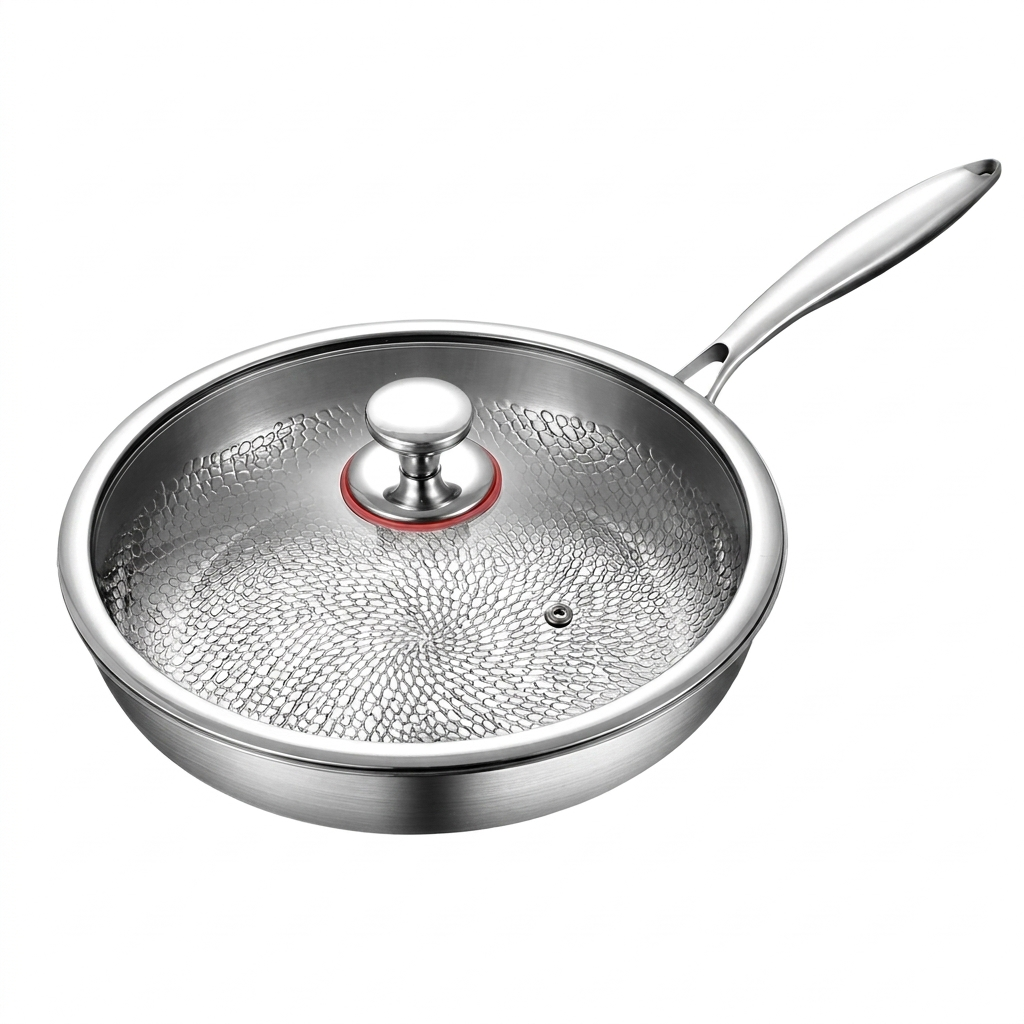 Professionele titanium biefstukpan (mvb26) met antiaanbaklaag voor perfect dichtschroeien en grillen.