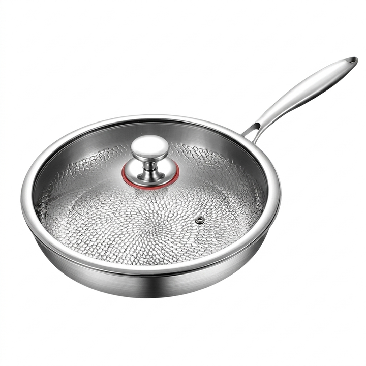 Professionele titanium biefstukpan (mvb26) met antiaanbaklaag voor perfect dichtschroeien en grillen.