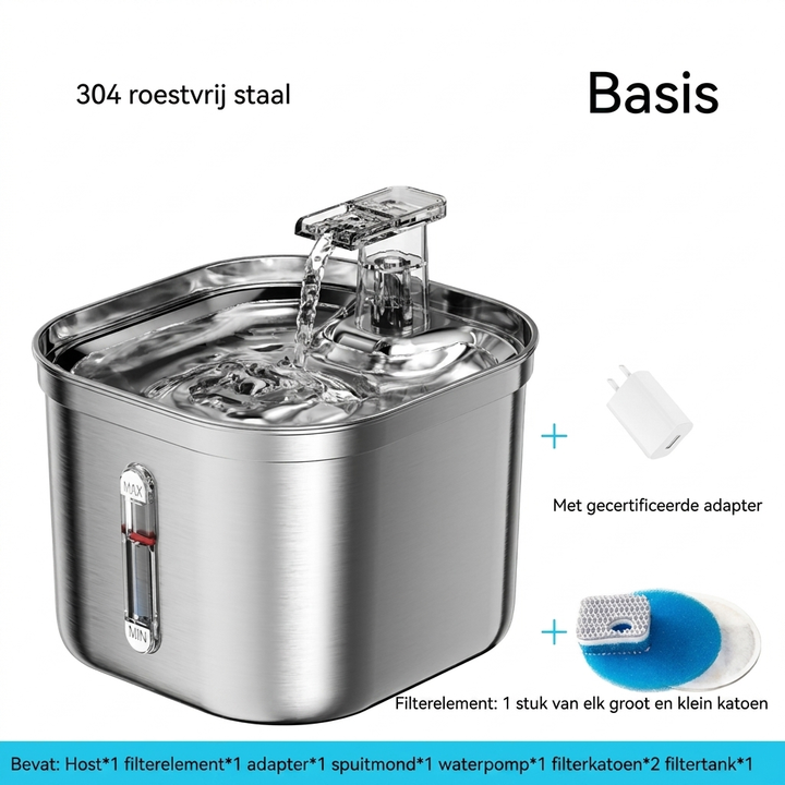 Automatische waterfontein voor katten. Stimuleert drinken met vers, gefilterd water voor betere hydratatie, stil ontwerp.