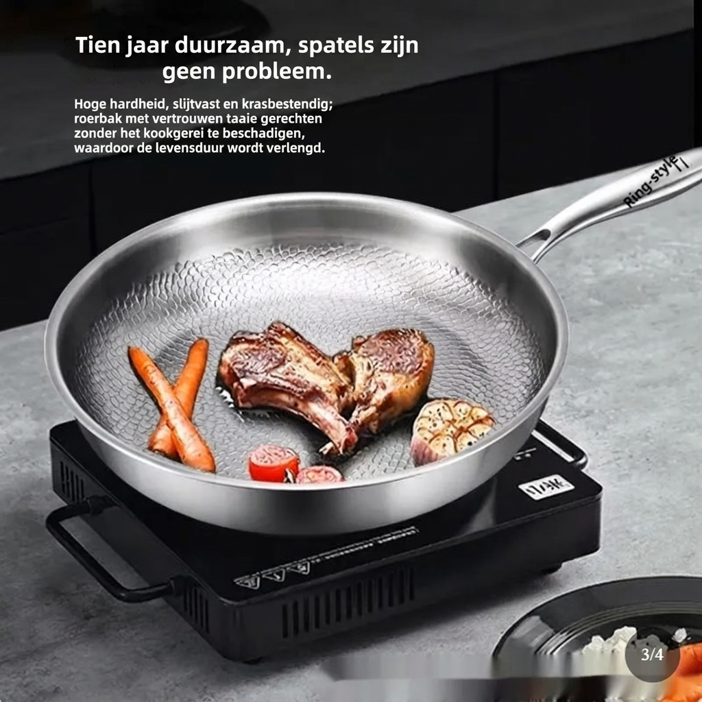 Hoogwaardige titanium pan (mvb26) met antiaanbak en deksel, ontworpen voor duurzaam en gezond koken.