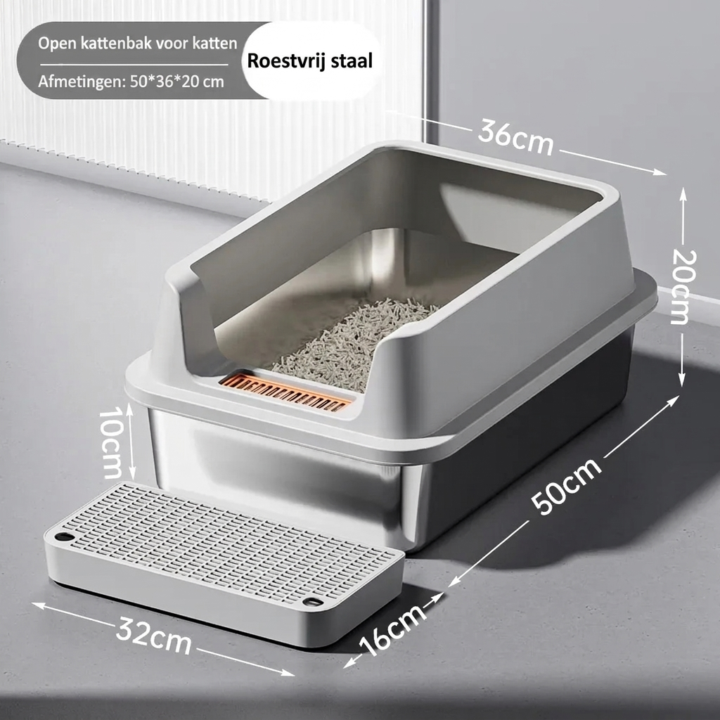 Comfortabele afgesloten kattenbak mvb26 in grijs, biedt privacy en netheid voor uw kat.