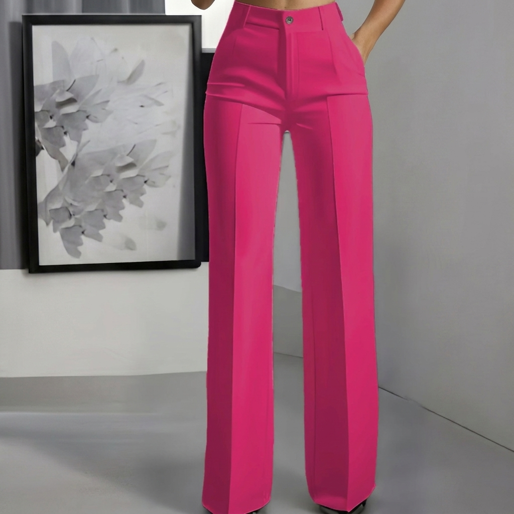 Casual en elegante witte polyester damesbroek, perfect voor comfort en stijl in de lente en zomer.