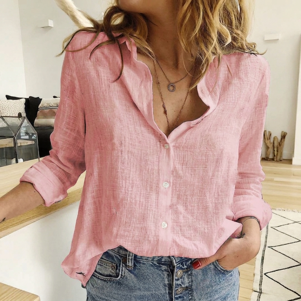 Stijlvolle damesblouse CJ26 met bloemmotief en lange mouwen, perfect voor een elegante outfit.
