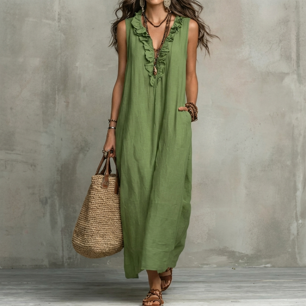 Dames polyester jurk, perfecte balans tussen elegantie en draagcomfort.