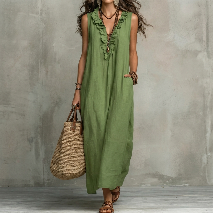 Dames polyester jurk, perfecte balans tussen elegantie en draagcomfort.