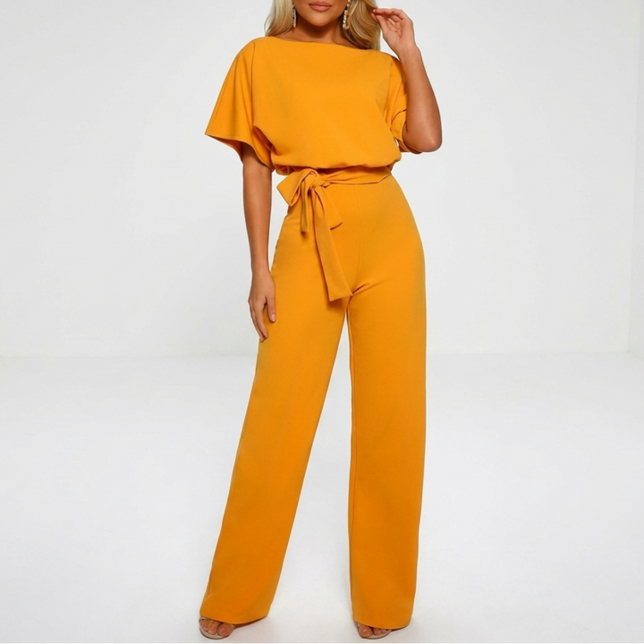 Elegante dames jumpsuit CJ26 met rechte pijpen, ideaal voor feestkleding of een modieuze avondlook.