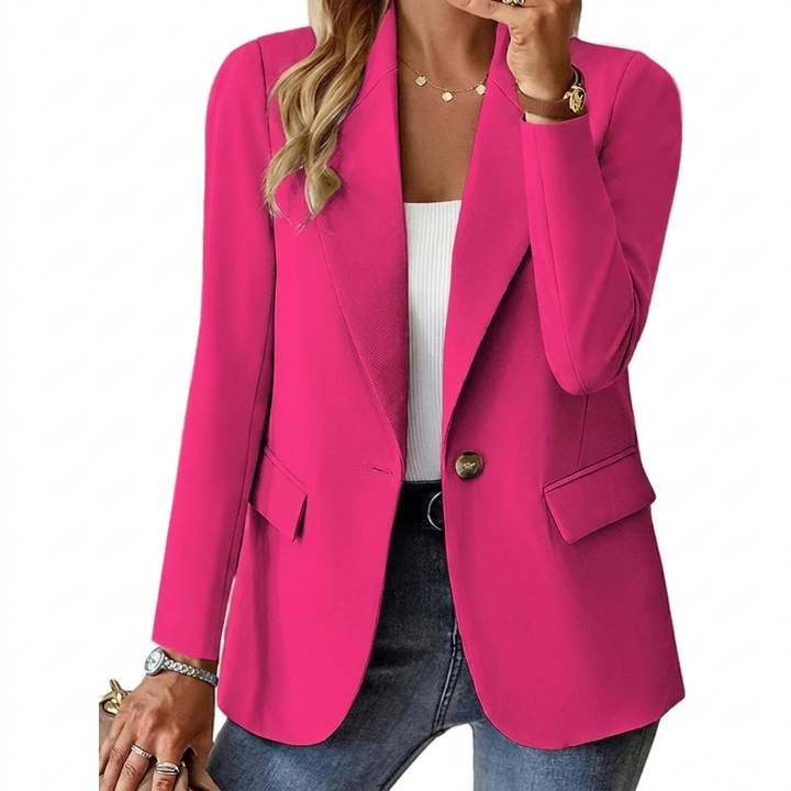 Stijlvolle dames revers blazer met lange mouwen, perfect voor een chic en veelzijdig dames kledingstuk.