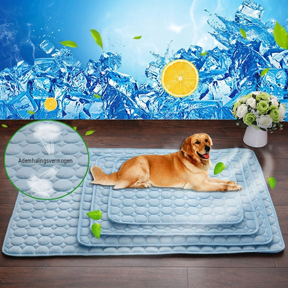 Ademende ijszijde koelmat voor honden en katten, ideaal voor zomerse verkoeling en ultiem comfort.