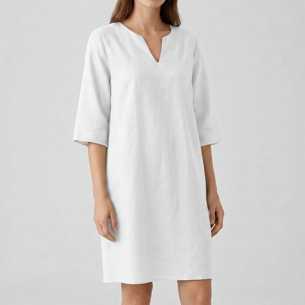 Zomerse vintage midi-jurk voor dames, model CJ26. Met korte mouwen en een comfortabele A-lijn pasvorm, zeer elegant.