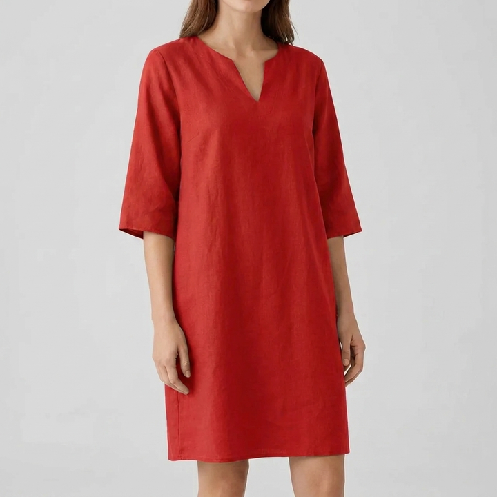 Chique vintage midi-jurk met korte mouwen, model CJ26. Een tijdloze damesjurk voor zowel casual als elegante gelegenheden.
