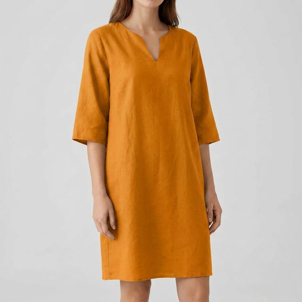 Casual en chique: vintage midi-jurk voor dames met korte mouwen. Perfecte A-lijn zomerjurk met retro flair.