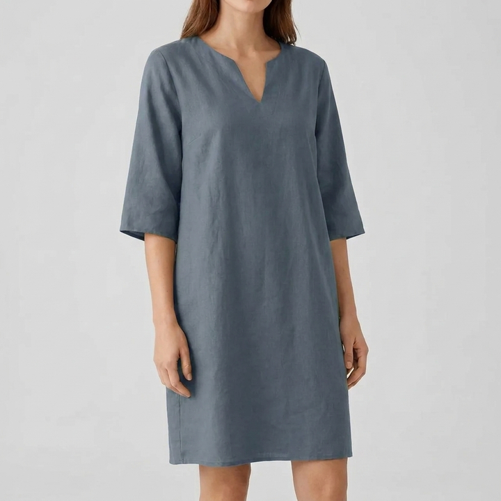 CJ26 elegante vintage midi-jurk met korte mouwen. Een retro damesjurk die comfort en stijl combineert voor de zomer.