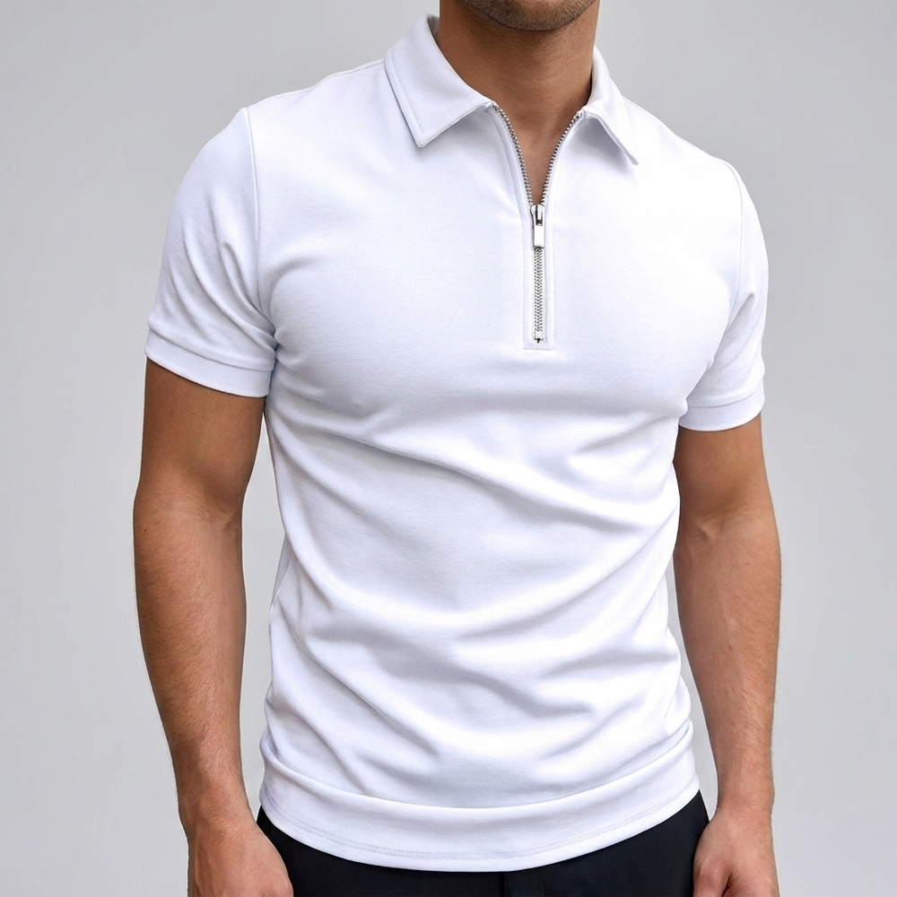 Comfortabel effen heren polo met korte mouwen; hoogwaardige stof en klassieke kraag details voor vrije tijd.