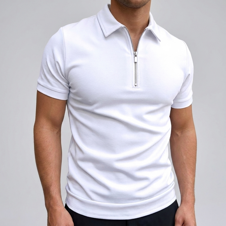 Comfortabel effen heren polo met korte mouwen; hoogwaardige stof en klassieke kraag details voor vrije tijd.