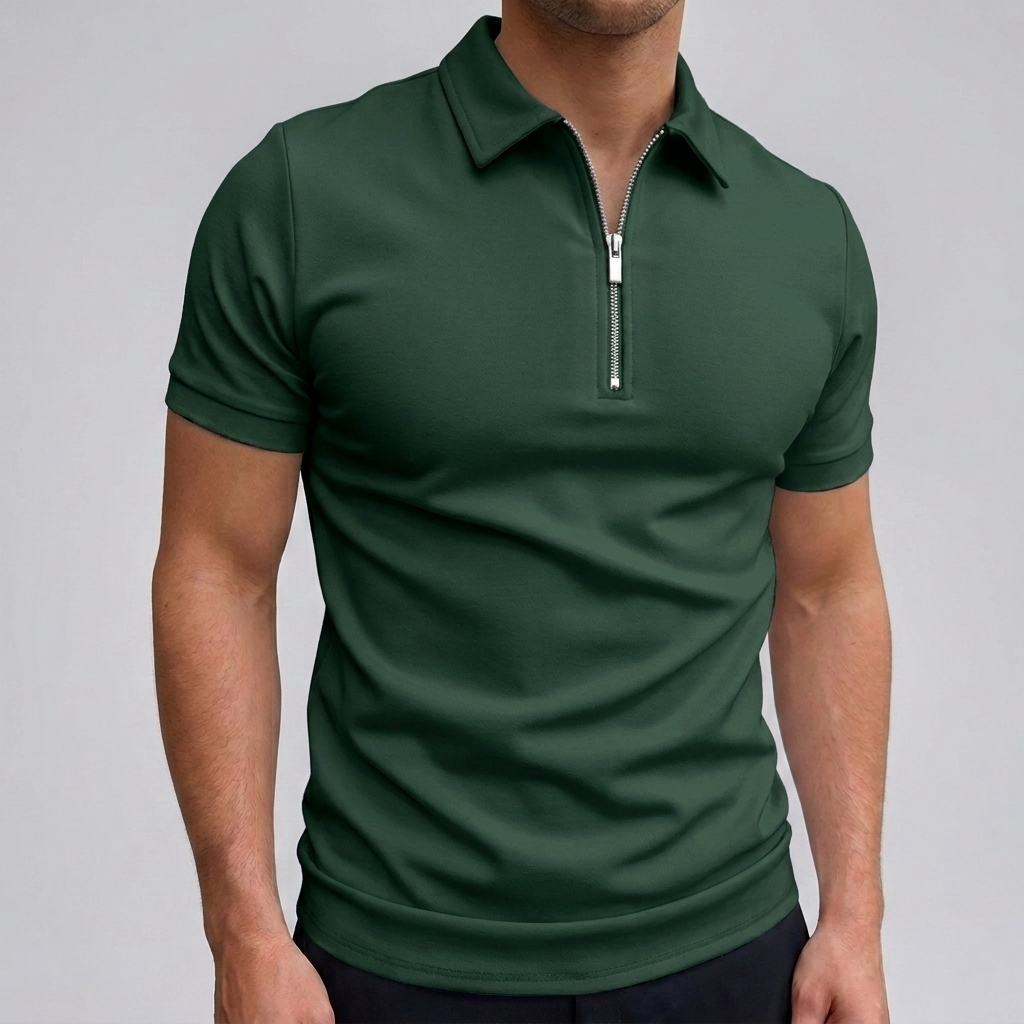 Comfortabel heren poloshirt met korte mouwen in effen kleur, perfecte pasvorm voor dagelijks casual gebruik.