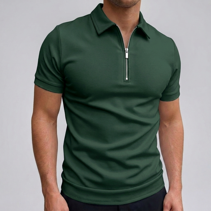 Comfortabel heren poloshirt met korte mouwen in effen kleur, perfecte pasvorm voor dagelijks casual gebruik.