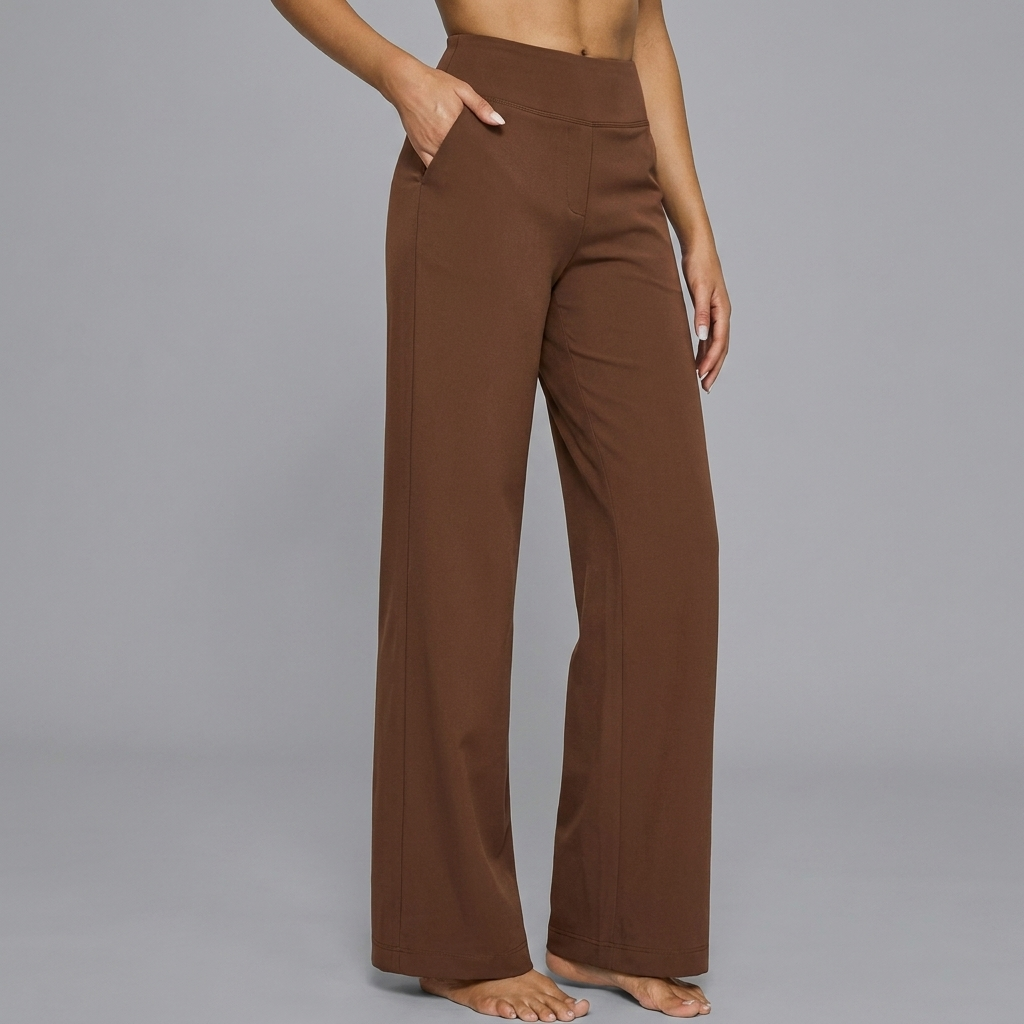 Dames gebreide broek met hoge taille voor lentemode, rechte pijp en comfortabele pasvorm, veelzijdig.