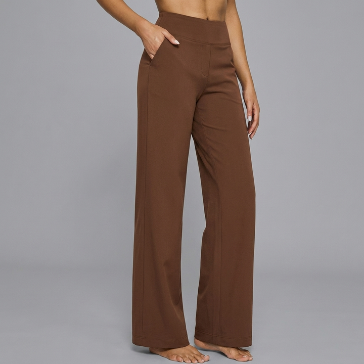 Dames gebreide broek met hoge taille voor lentemode, rechte pijp en comfortabele pasvorm, veelzijdig.