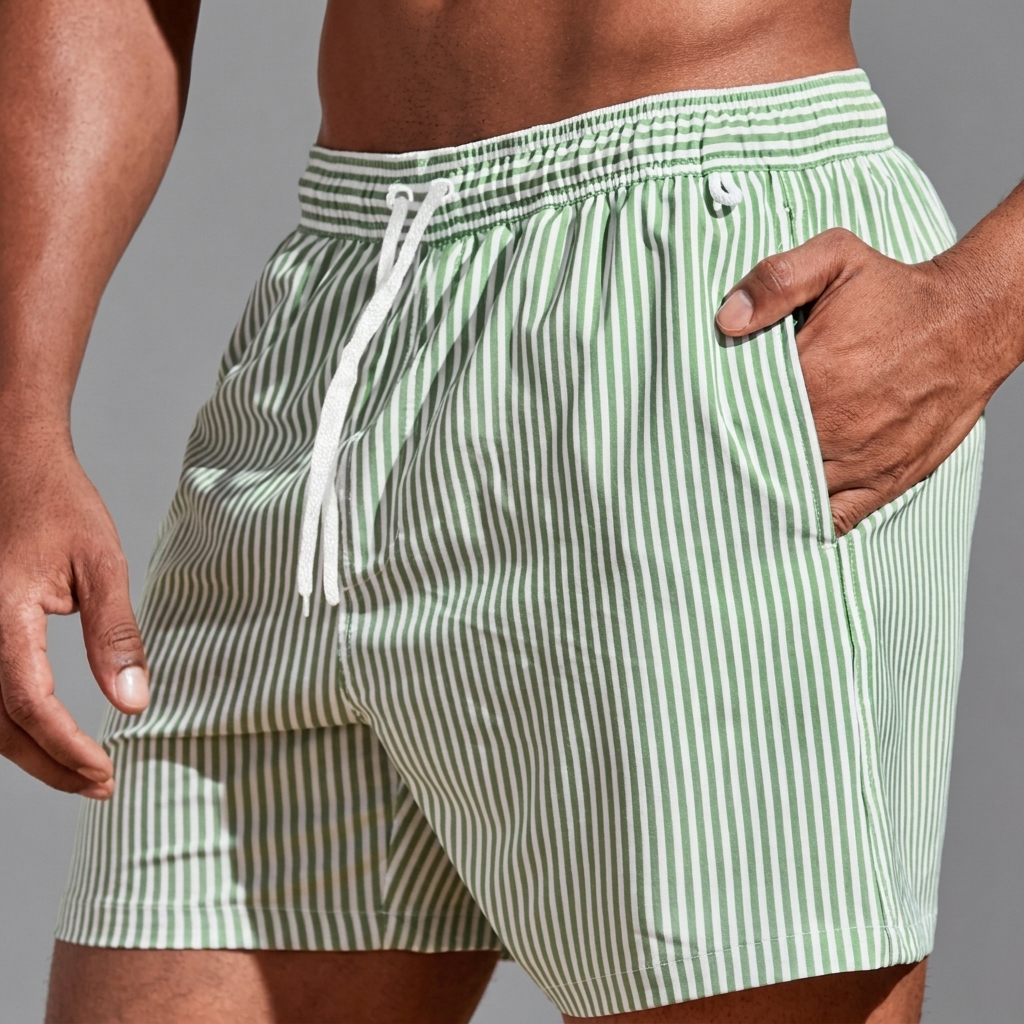 Close-up stof heren zomershort CJ26: ademend, lichtgewicht materiaal voor optimaal zomercomfort.