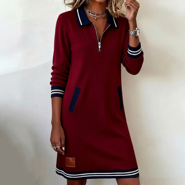 Comfortabele dames sportjurk CJ26 van polyester met rits, perfect als reisjurk of dagelijkse vrijetijdskleding.