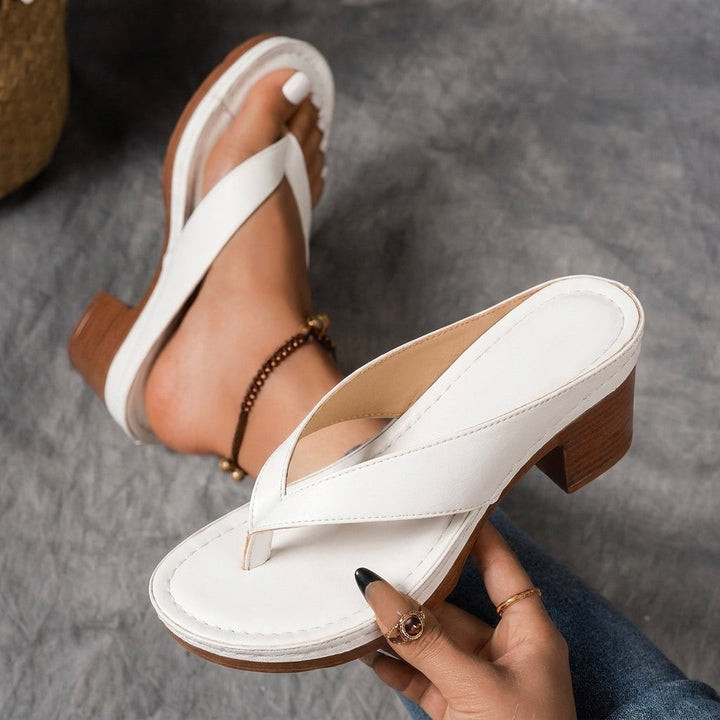 Stijlvolle instapsandalen CJ26 voor dames met comfortabele plateauzool en robuuste vierkante hak.