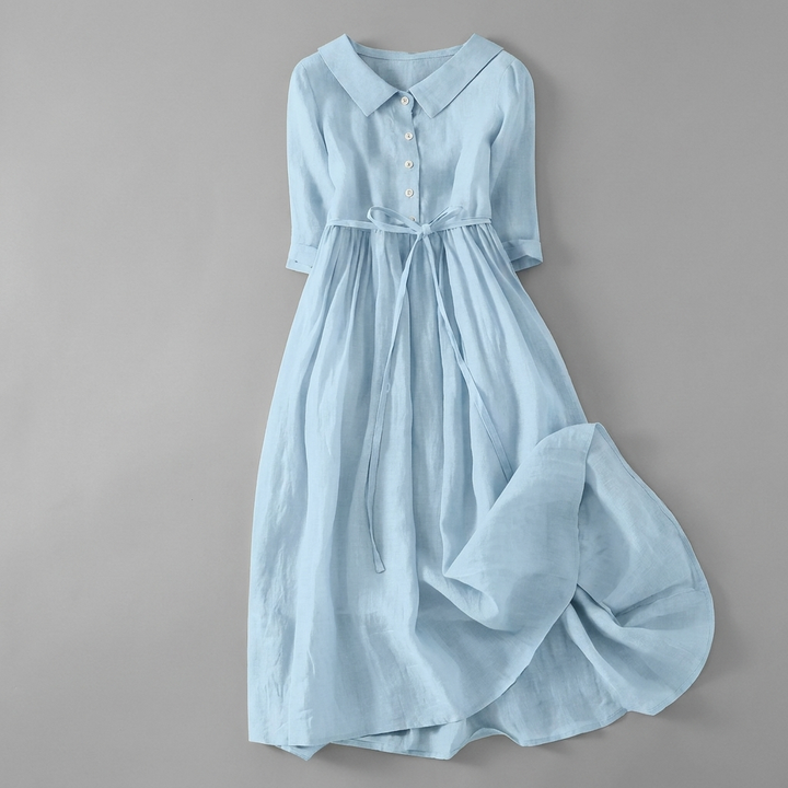 Dames retro plissé rok met veterdetail. Lange zomerrok van katoen-linnen voor casual elegante stijl.