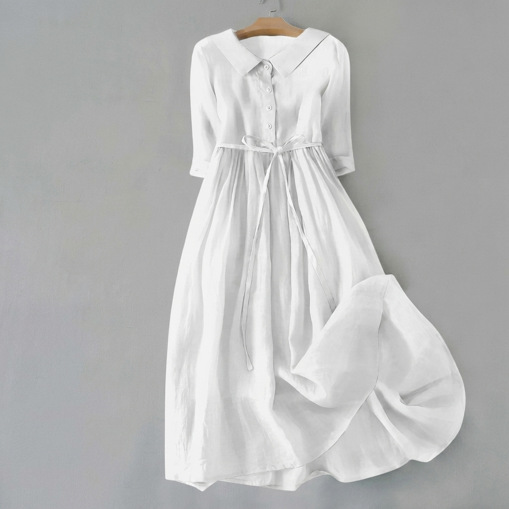 Comfortabele plissé damesrok van ademend katoen-linnen. Retro stijl met verstelbaar veterdetail voor zomer.