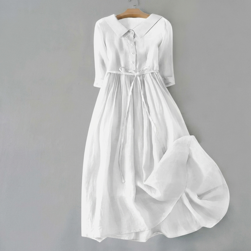 Comfortabele plissé damesrok van ademend katoen-linnen. Retro stijl met verstelbaar veterdetail voor zomer.