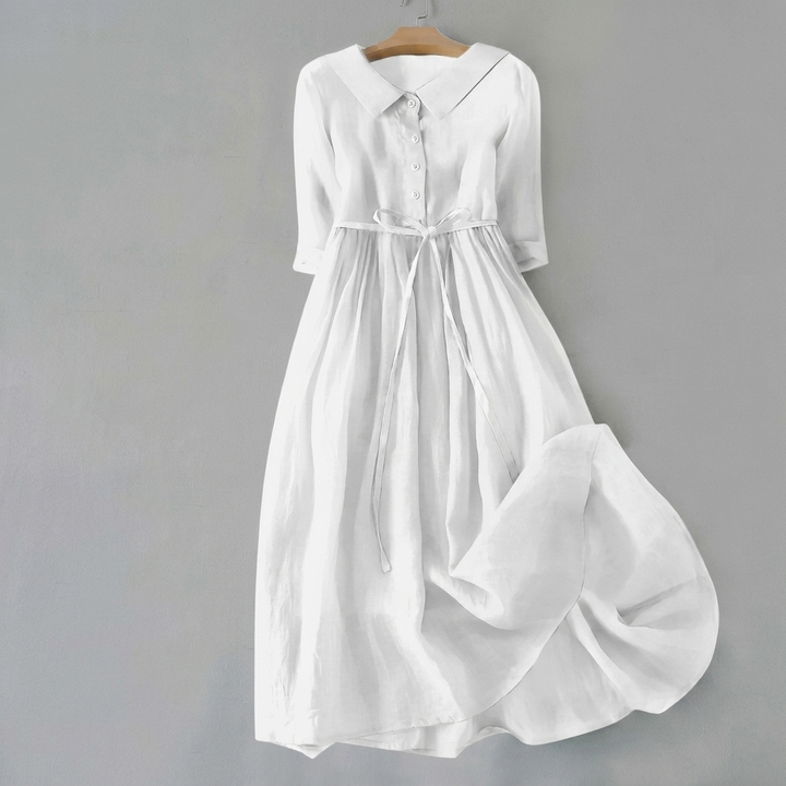Comfortabele plissé damesrok van ademend katoen-linnen. Retro stijl met verstelbaar veterdetail voor zomer.