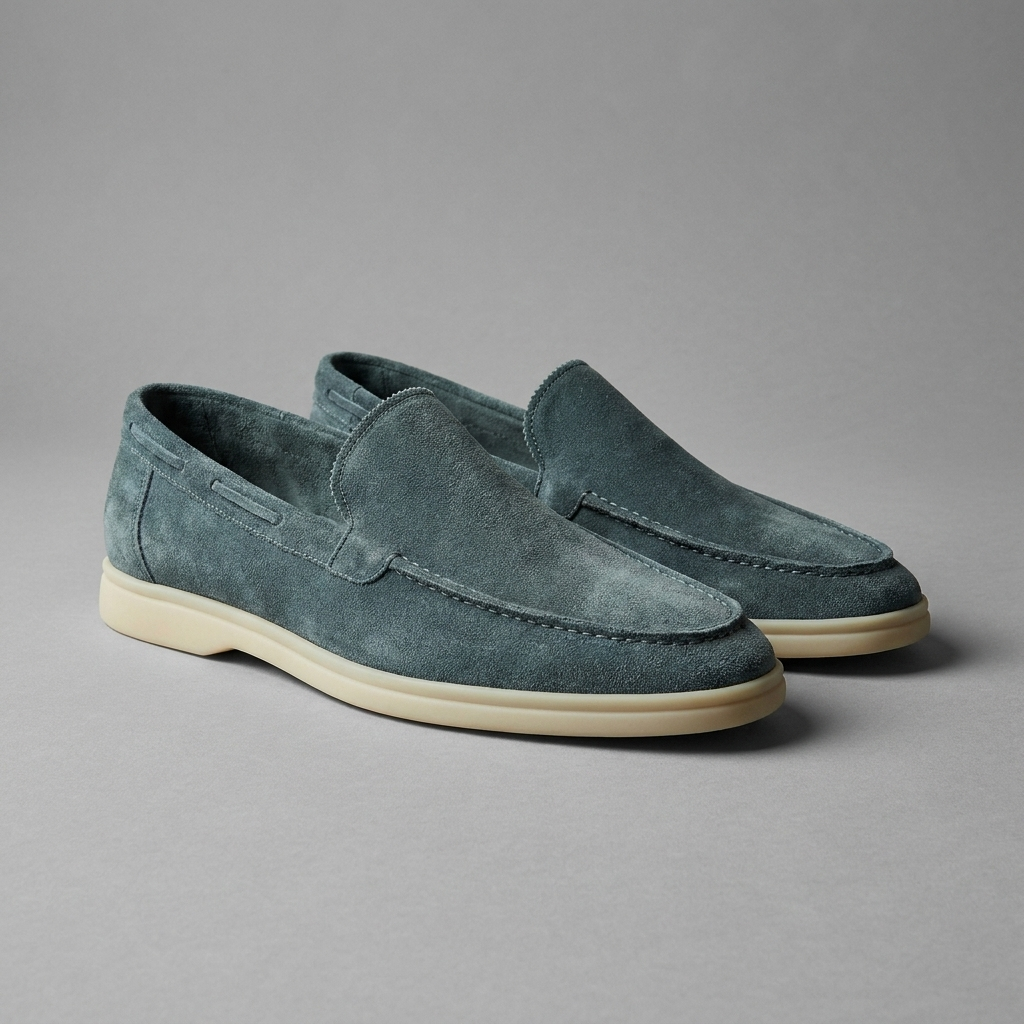 Vrolijke gele matte instap loafers voor heren, een comfortabele en opvallende casual schoen.