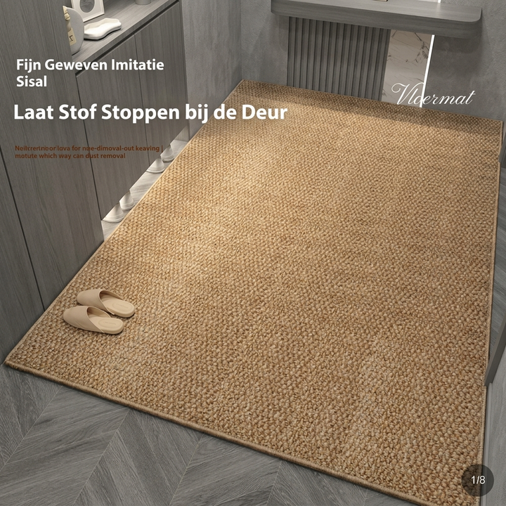 Luxe schoonloopmat op maat, stijlvol en praktisch voor hal of entree in beige, grijs of camelgeel.