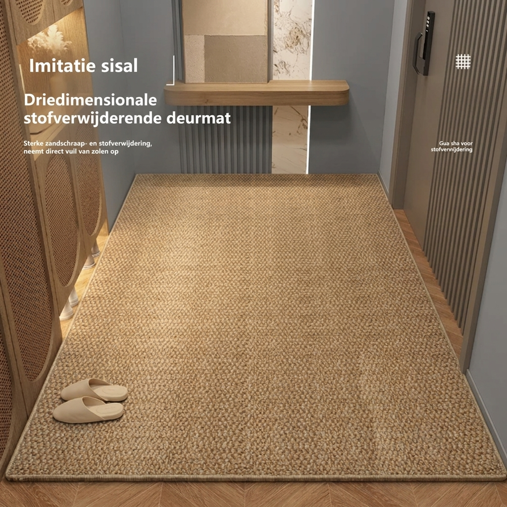 Beige luxe binnenmat, makkelijk op maat te knippen, ideaal voor een schone en nette hal.