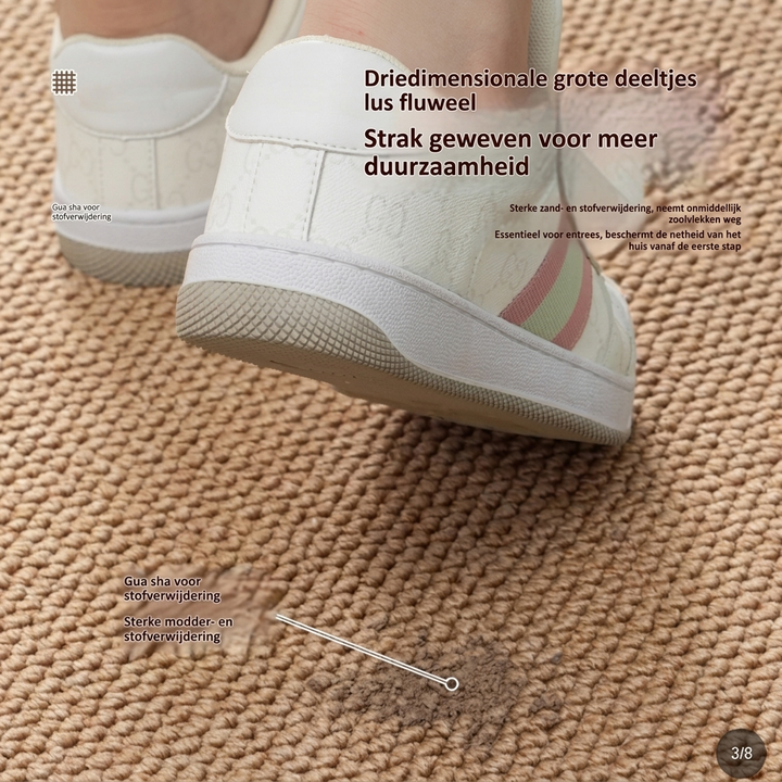 Grijze maatwerk entree mat, stijlvol en duurzaam, perfect voor intensief gebruik in elke gang.