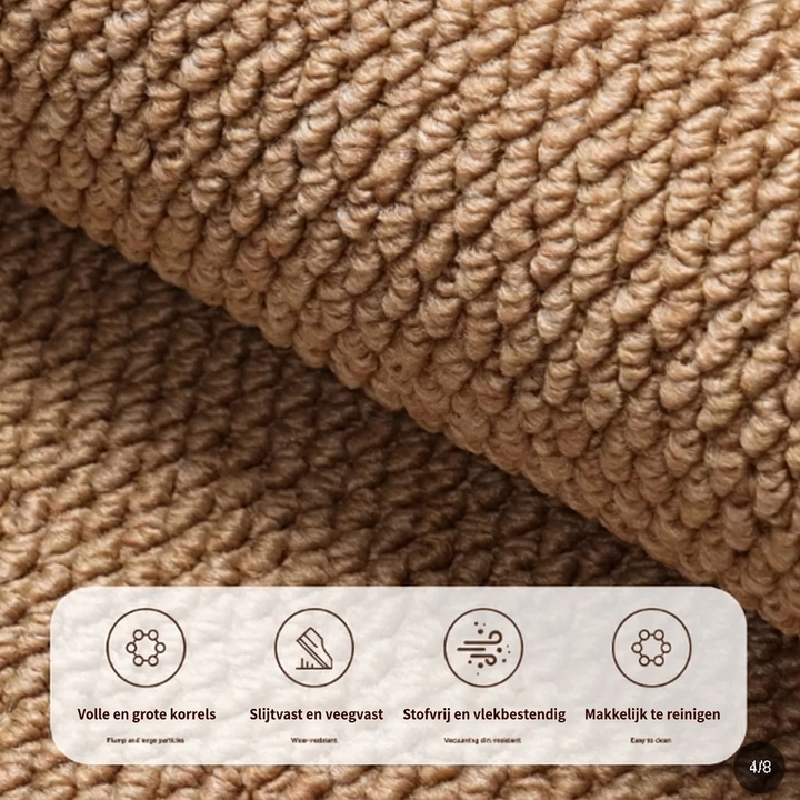 Camelgele praktische deurmat, luxe uitstraling, perfect als warm welkom in uw huis.
