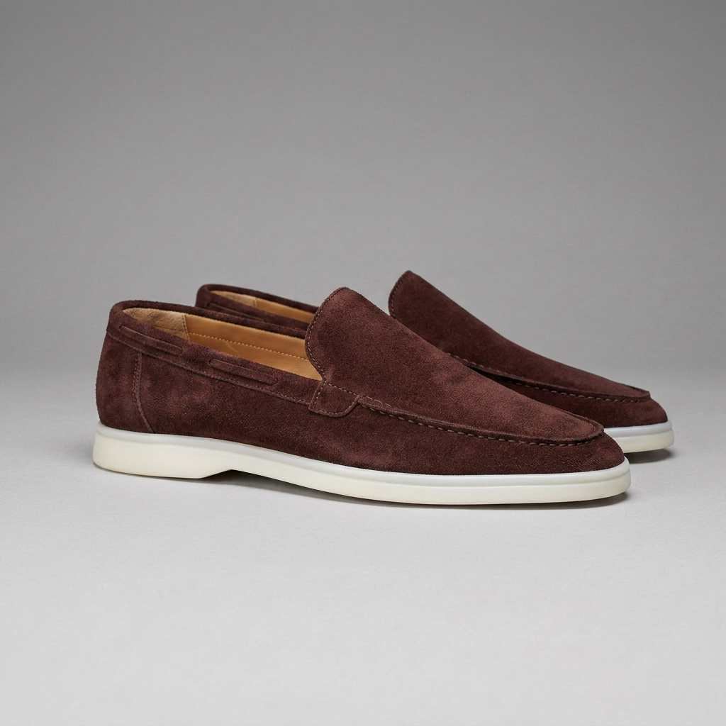 Veelzijdige heren instappers met platte zool, geschikt als wandelschoenen en comfortabele zomerschoenen.