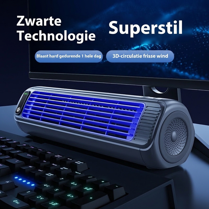 Draagbare USB ventilator (CJ26) biedt instant verkoeling. Perfect als compacte luchtkoeler voor elke ruimte.