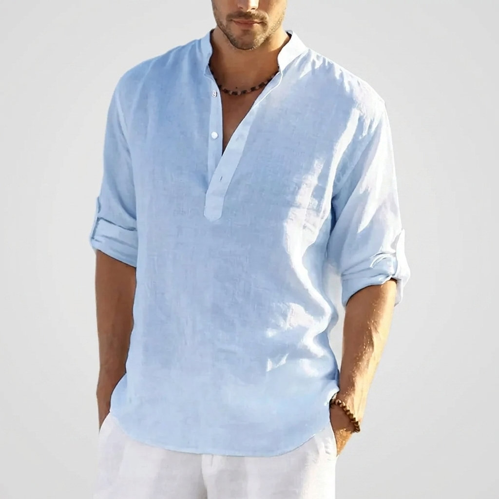 Comfortabel heren pullover Henley overhemd CJ26 voor ontspannen momenten, ideaal voor zomerse casual outfits.