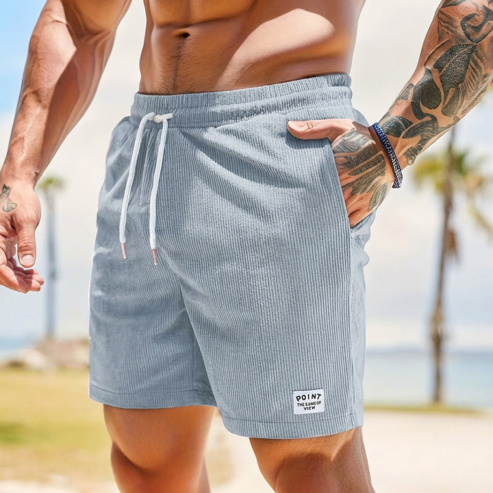 Gevouwen heren casual vintage shorts CJ26, rechte pasvorm, klaar voor zomerse outfits.