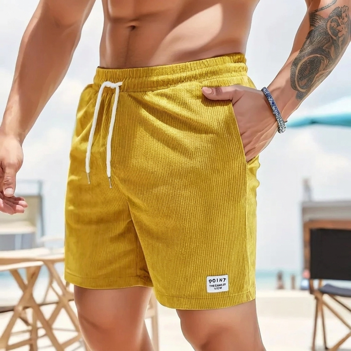 Veelzijdige heren vintage shorts CJ26, rechte pasvorm, perfect voor casual zomeroutfits.