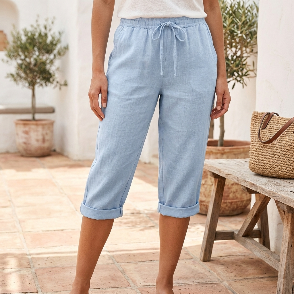 Comfortabele dames capribroek CJ26 met zakken, perfect als vrijetijdsbroek voor elke dag.