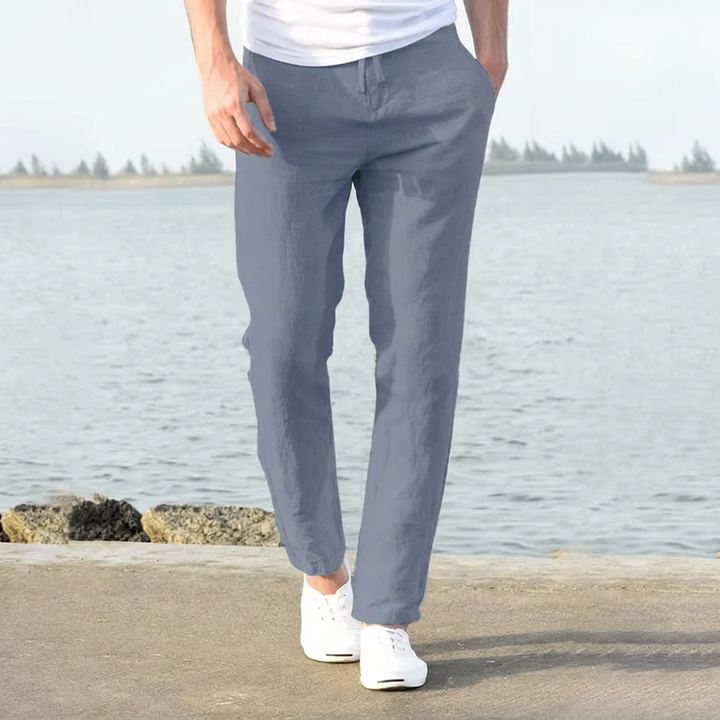 Casual heren zomerbroek CJ26 met trekkoord en rechte pijpen. Zeer comfortabel en veelzijdig.