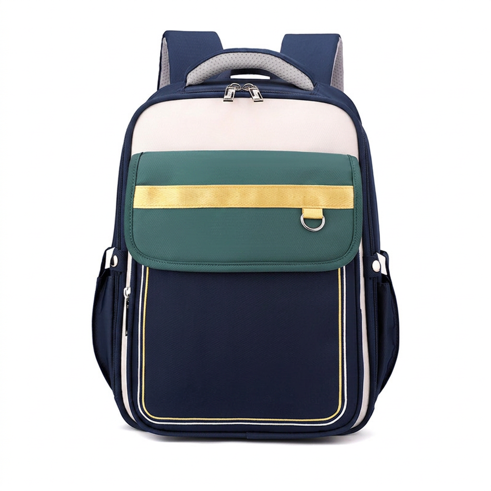 Gedetailleerde foto van Britse stijl kinderrugzak met stevige gesp en verstelbare schouderbanden voor comfort.